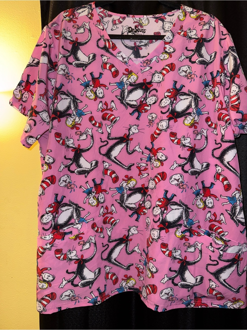 Dr. Seuss Pink Cat in the Hat Kids Pajama Top with Character Print